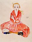 Seated Girl Facing Front by Egon Schiele